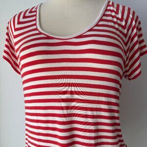 CAbi Shrunken Tee #5758 Short Sleeve Scoop Neck Stripped-L